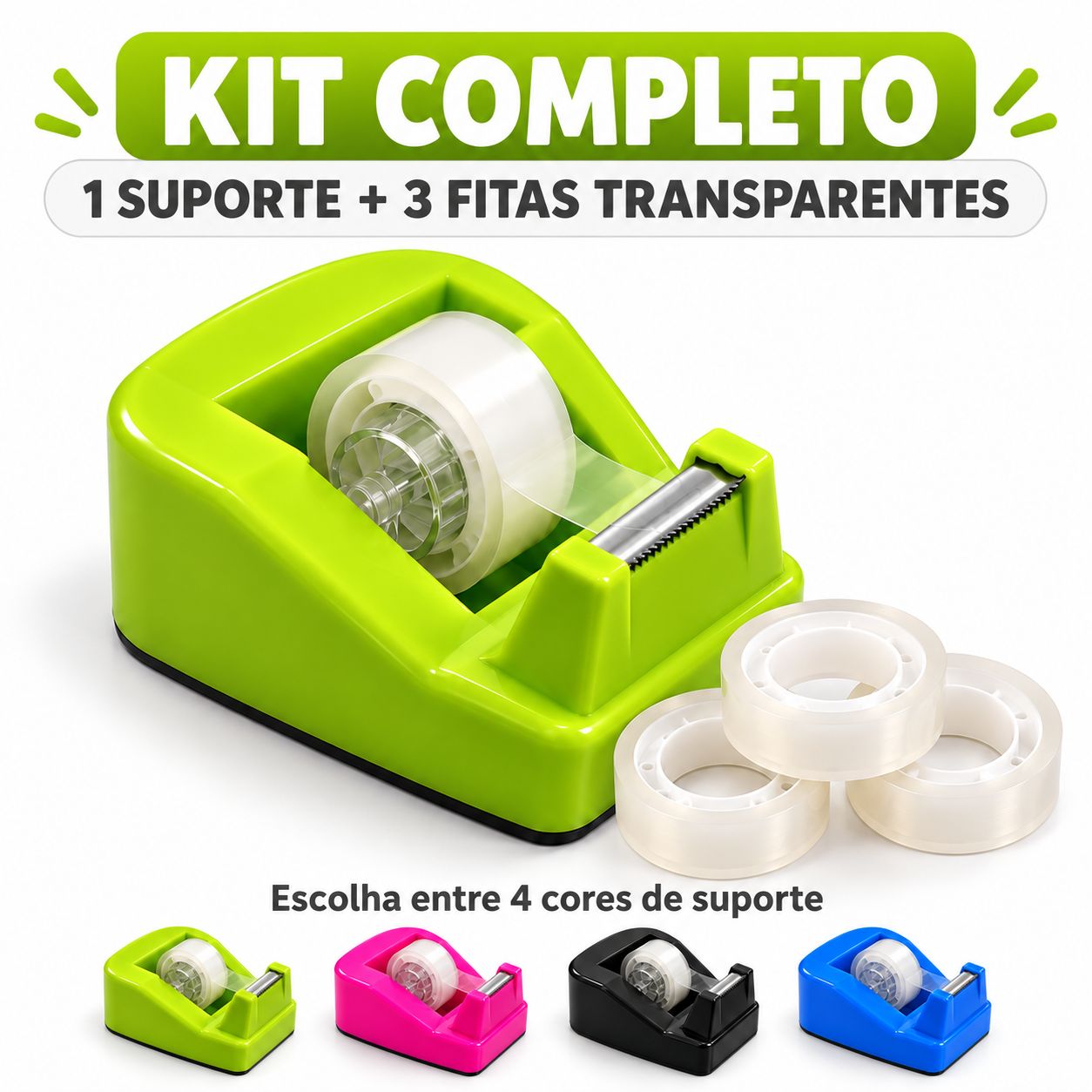 Suporte Aplicador Pequeno Fita Adesiva Mai 3 Fitas 12mm - imagem 3