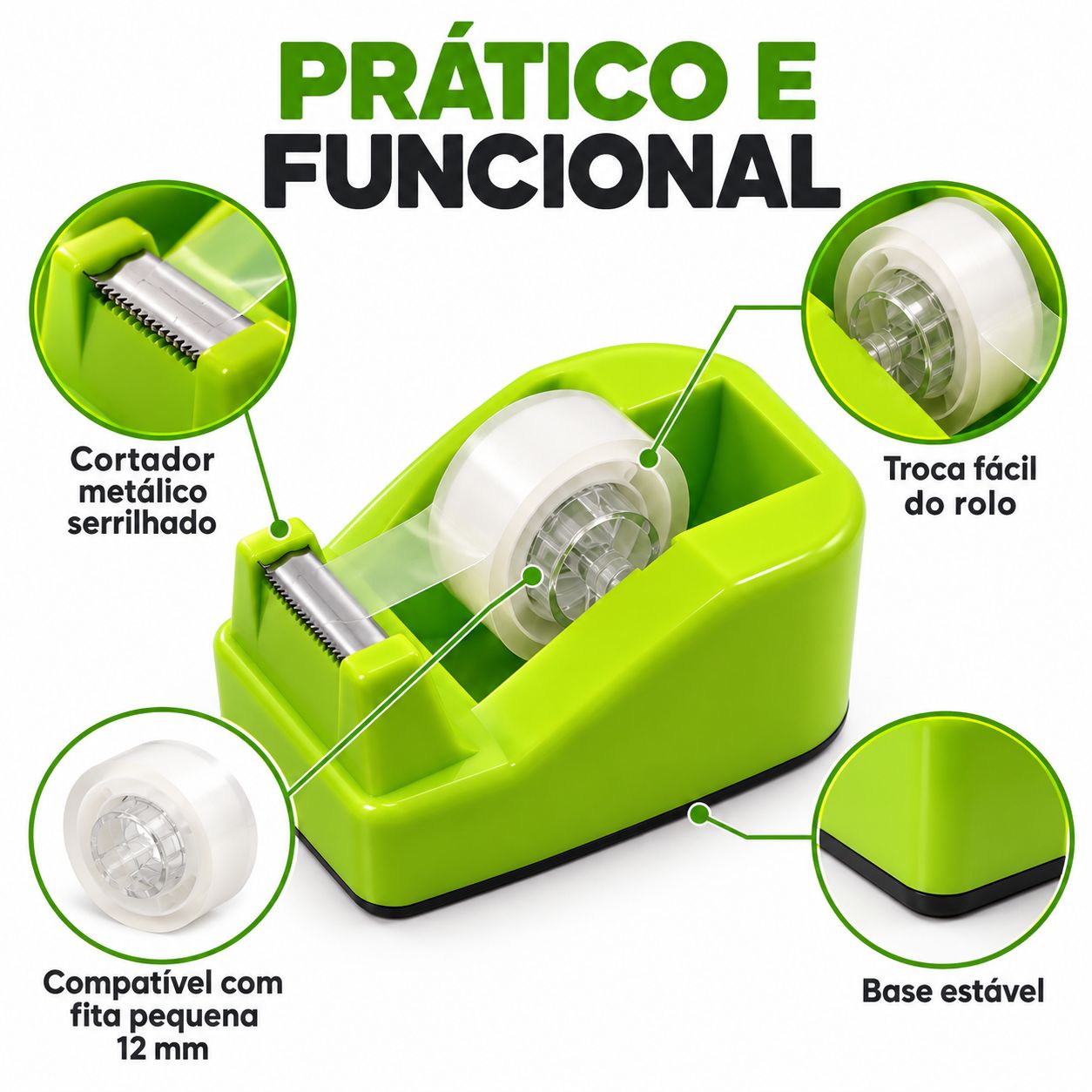 Suporte Aplicador Pequeno Fita Adesiva Mai 3 Fitas 12mm - imagem 4