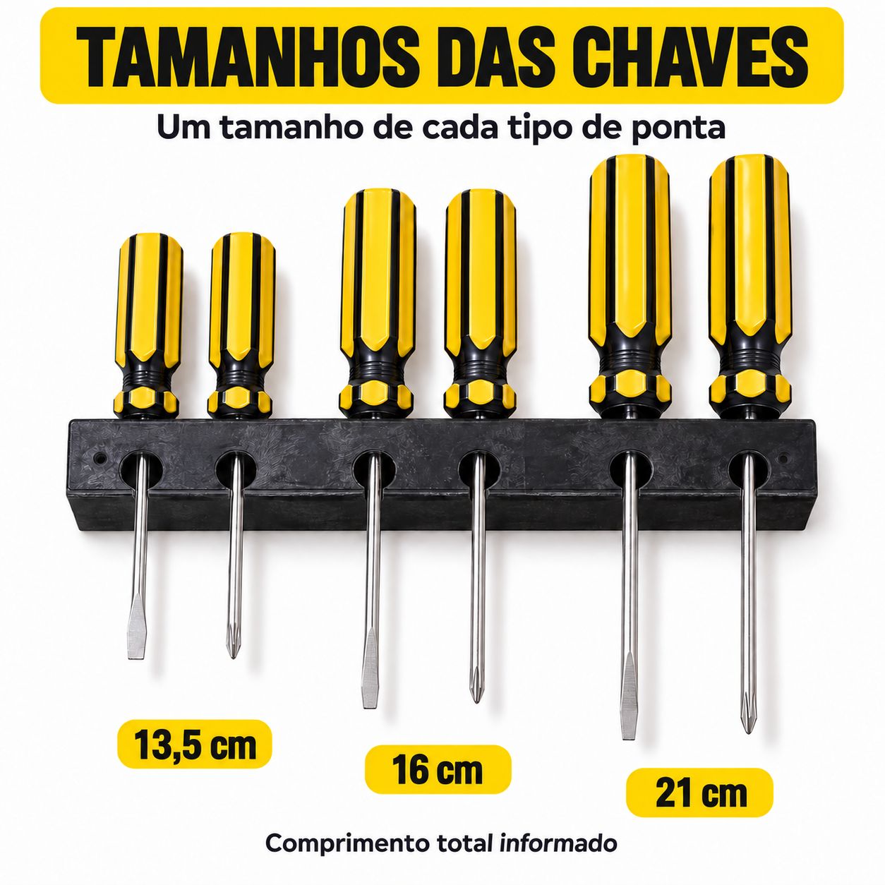 Kit Jogo Chaves De Fenda E Phillips 6 Peças Com Suporte - imagem 2