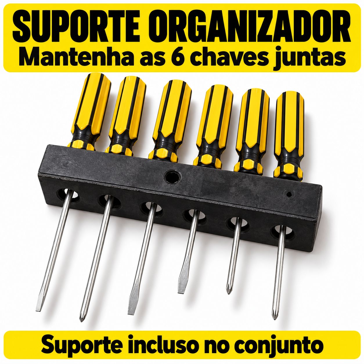 Kit Jogo Chaves De Fenda E Phillips 6 Peças Com Suporte - imagem 3