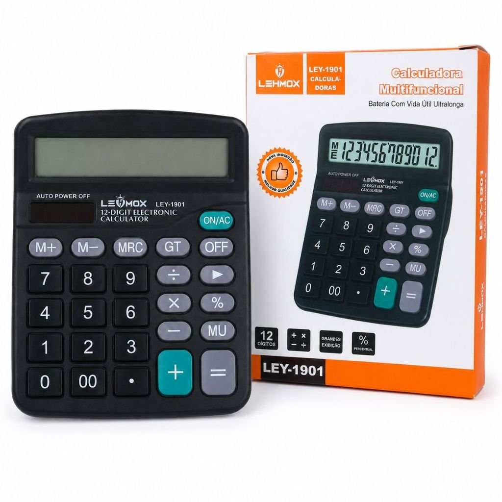 Calculadora De Mesa Lehmox Com Visor Grande 12 Dígitos
