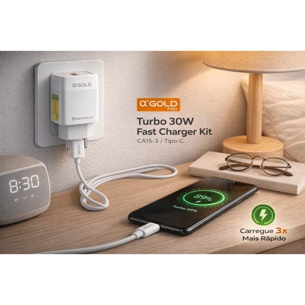 Carregador Turbo 30W 6.1A QC 4.0 Rápido + Cabo Tipo C Anatel - imagem 5