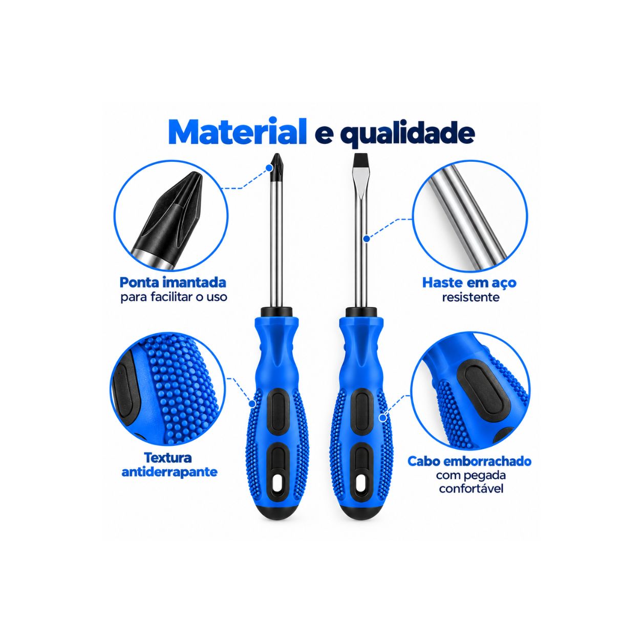Kit Chave Fenda Phillips 2 Peça 19,9cm Imantada Emborrachado - imagem 5