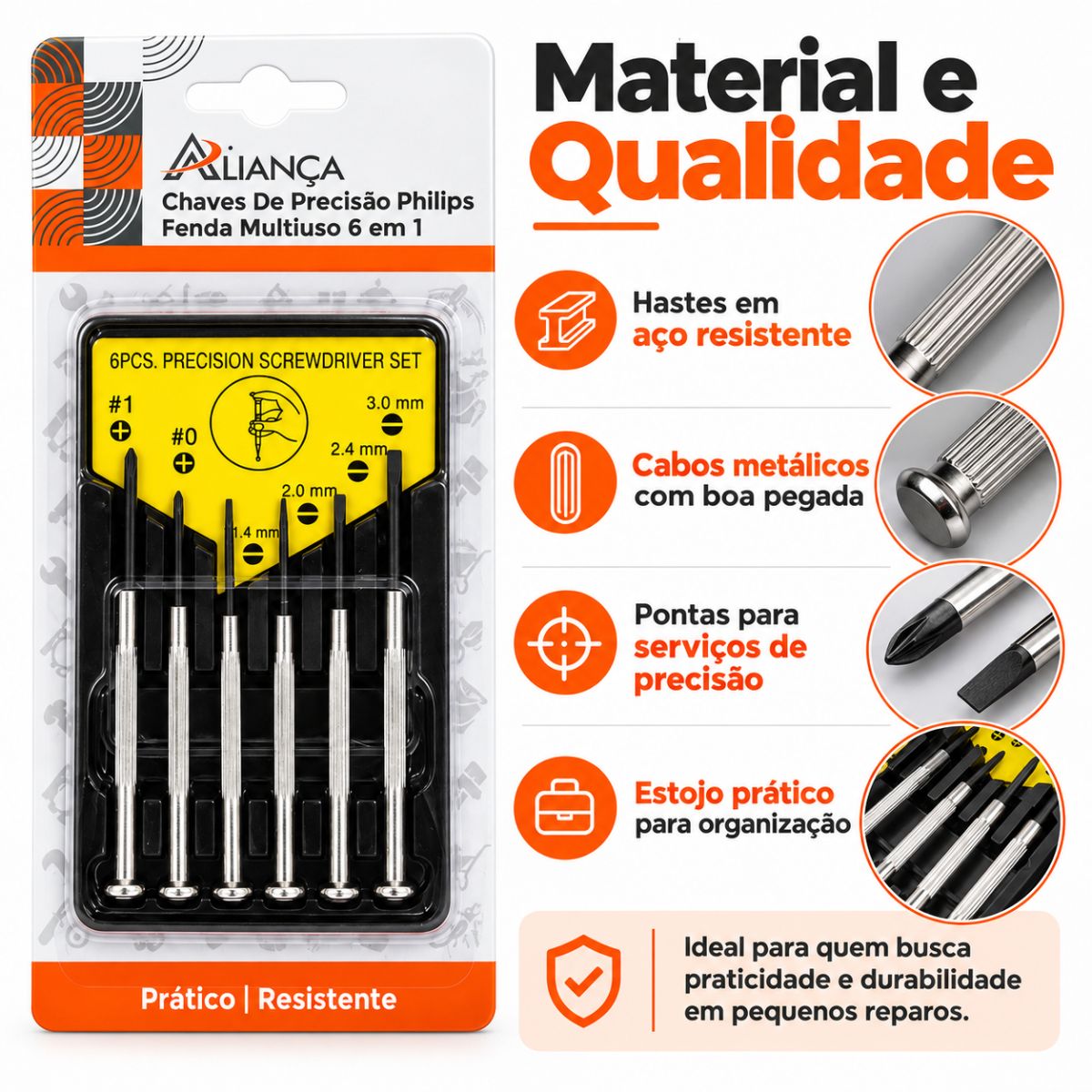 Kit 5 Jogos Chaves De Precisão 6 Peças Phillips Fenda - imagem 5